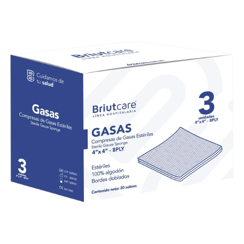 GASA ESTERIL 4X4 SOBRE X 3 UNDS (BRUITCARE)